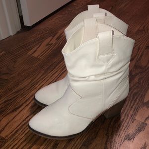 Vegan Leather White Western Boots